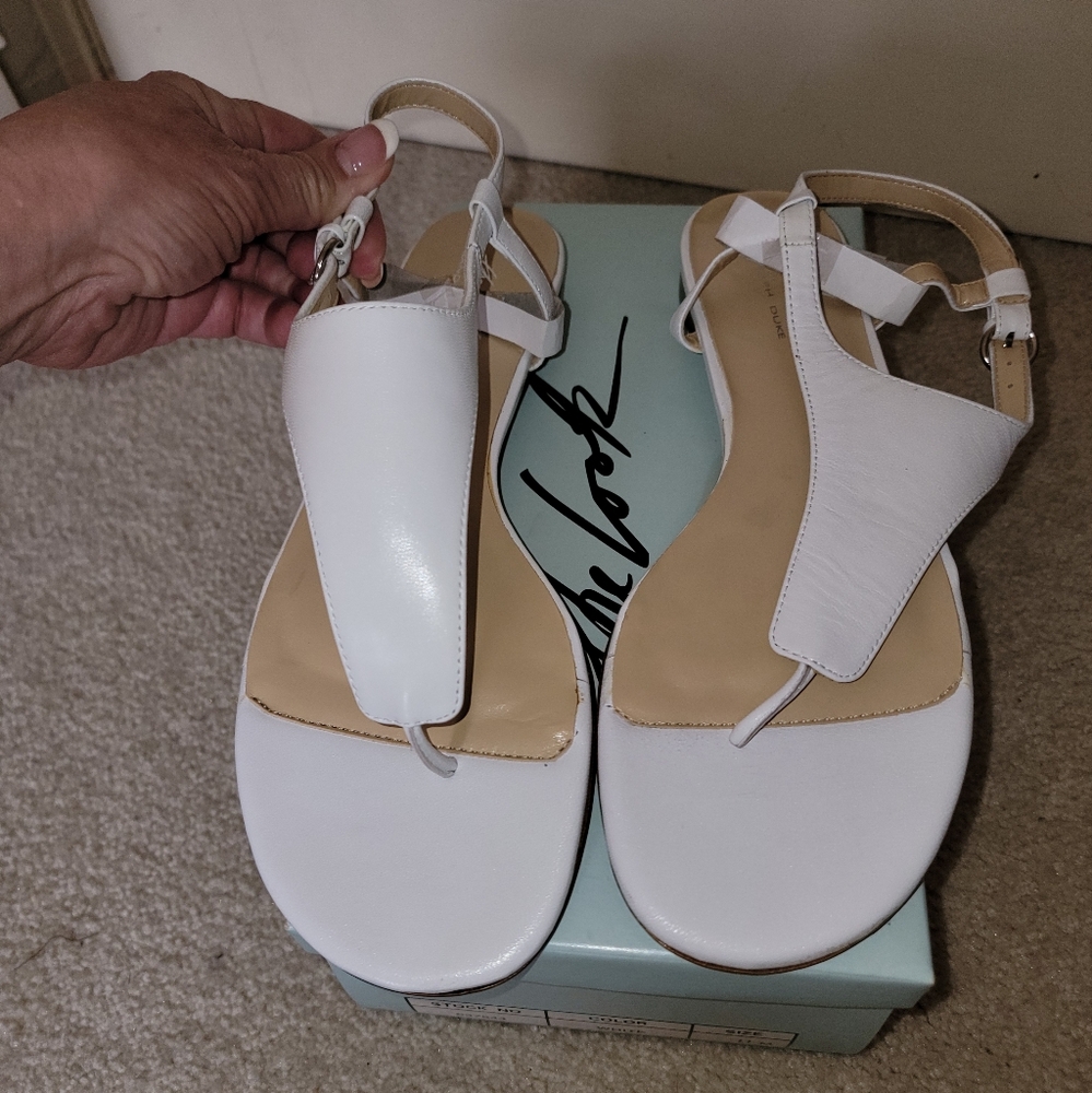 The Look Randolph Duke White and Tan Minimalist Sandals Size 11M One Call On Hee